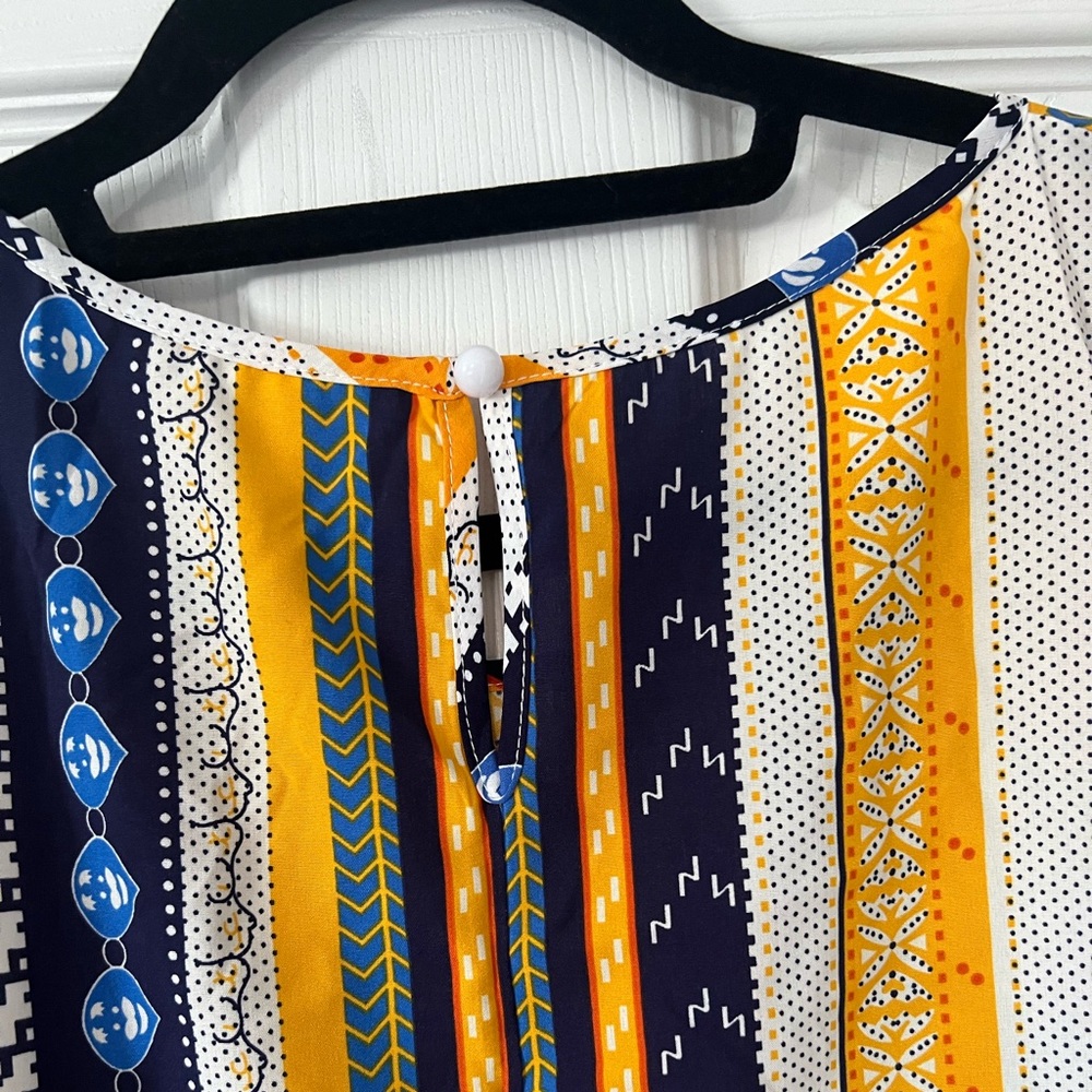 NEW Shein Curve Women’s Plus Size Yellow & Blue Toned Striped Blouse SZ 2X💛 - Picture 7 of 11